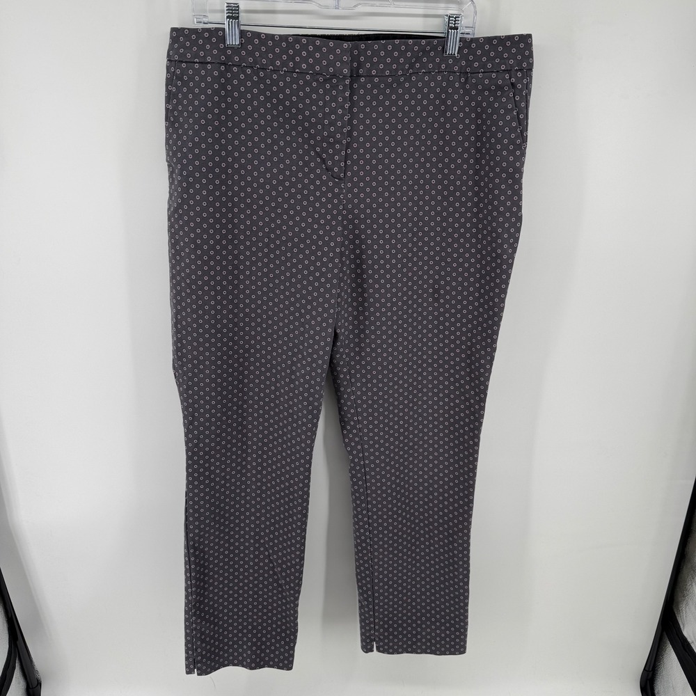 Boden Richmond 7/8 Trousers Gunpowder Gray Pink Geo Print Pants US 14R Casual‎